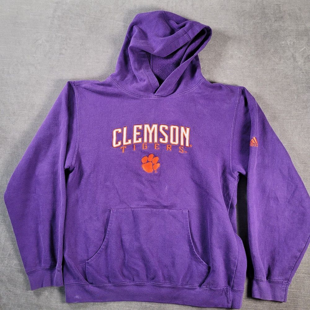 Clemson Tigers Vintage Adidas Hoodie Purple Mens Size Youth‎ XL